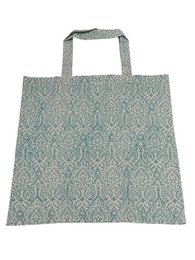 Blockprinted tote bag XL, large fabric shopping bag, green damask pattern, reusable carry bag.