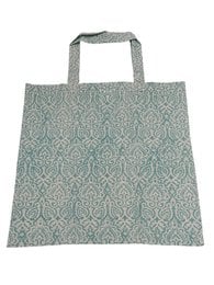 Blockprinted tote bag XL, large fabric shopping bag, green damask pattern, reusable carry bag.