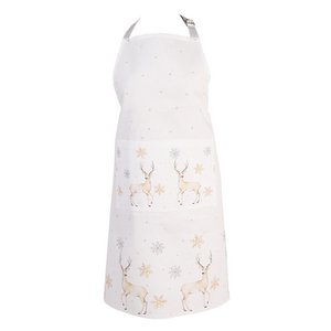 Kitchen apron 70x85 cm white beige cotton deer bbq apron