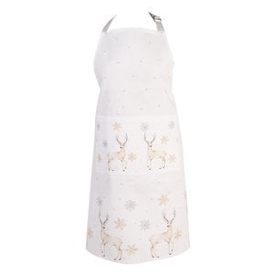 Kitchen apron 70x85 cm white beige cotton deer bbq apron
