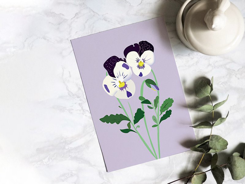 Floral Postcard - Pansy