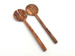 Posate per insalata in 2 pezzi Piatto e luce New York 26 cm in legno d'ulivo