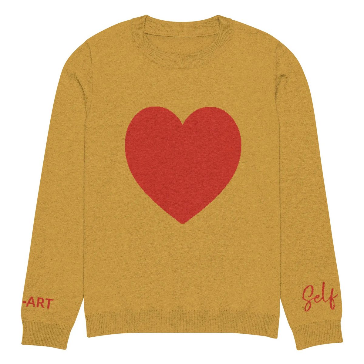 Hjerte - Strikket sweater med rund hals MUSARD