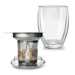 Bicchiere da tè Creano a doppia parete con filtro e coperchio 400ml