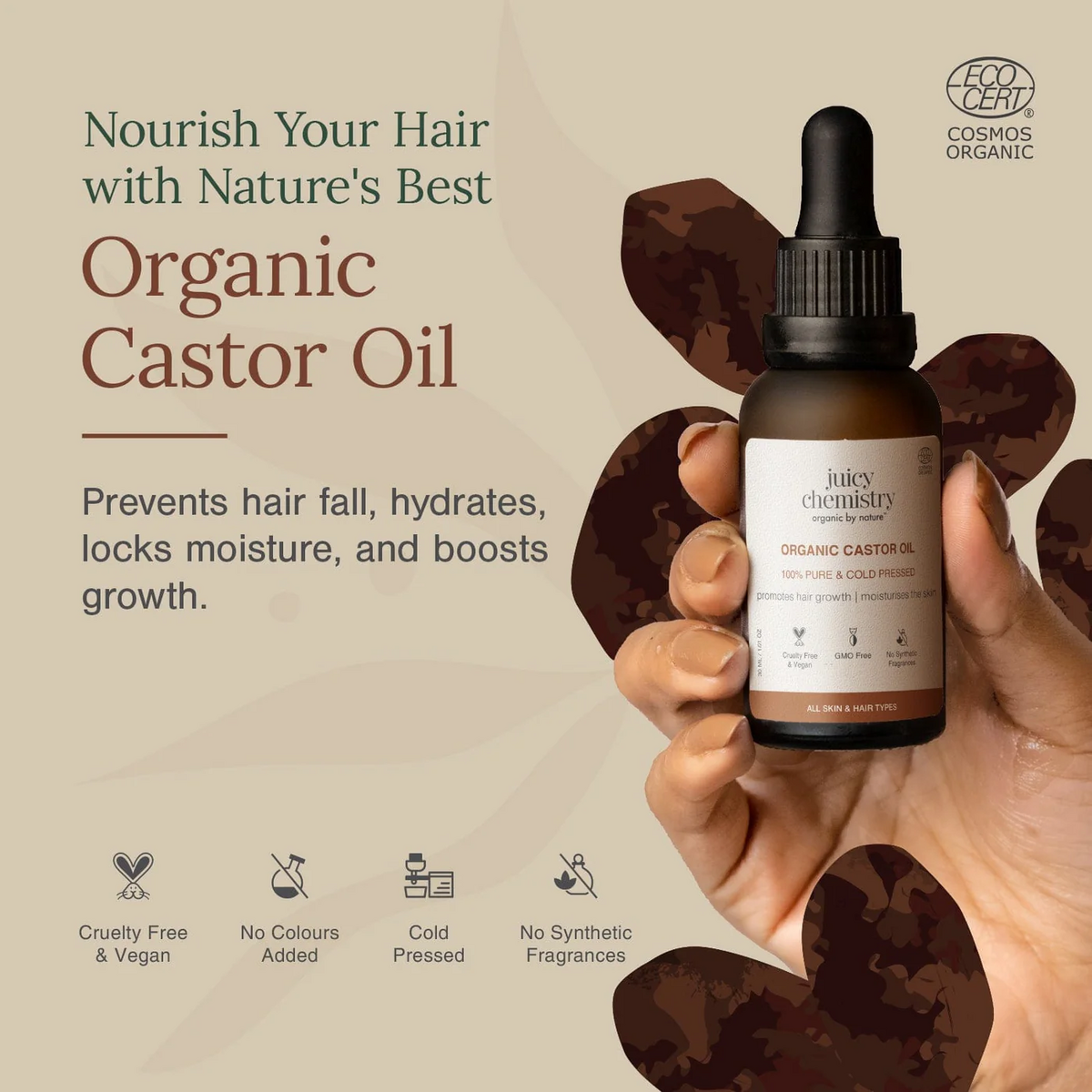 Organic Castor Cold Pressed Carrier Oil - 30ml
