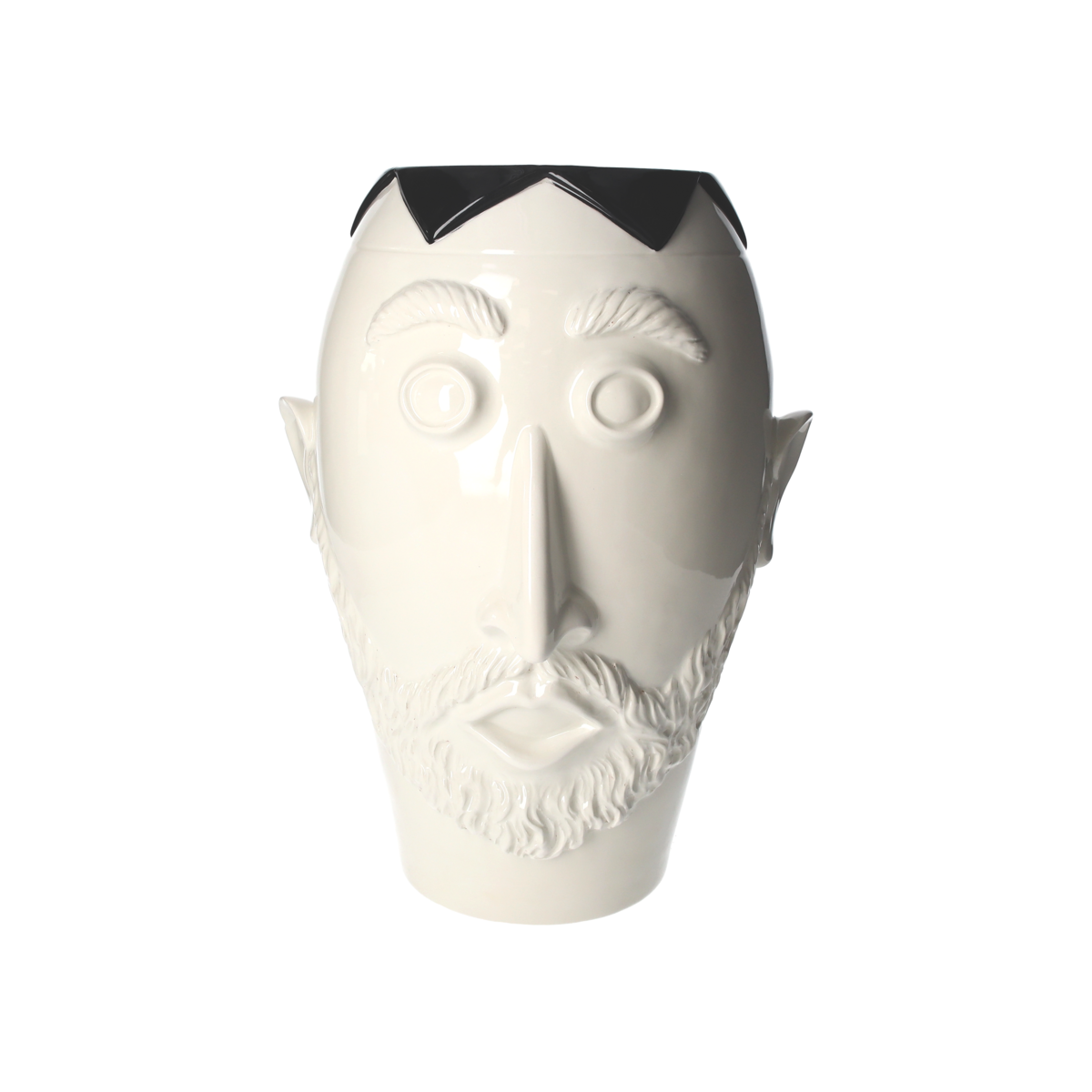 Weiß/schwarze Männerkopfvase, hergestellt in Italien, H 38 x Ø 30 cm