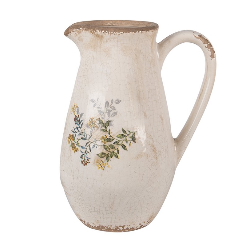 Dekoration kan 17x13x22 cm beige gul keramisk blomsterkande