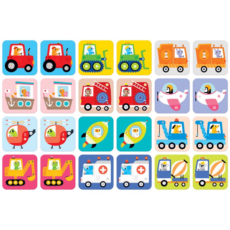 Suuuper Rozmiar Memory Game Vehicles 2+