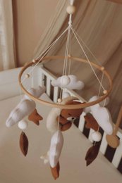 Handgemaakte Slapende Teddybeer Muziekmobiel - Boxmobiel - Baby mobile - mobile wickeltisch