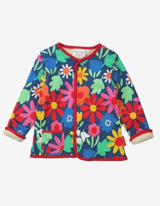 Bio-Baumwoll Kinder Fleece Sweatjacke zum Wenden mit Blumen-Druck