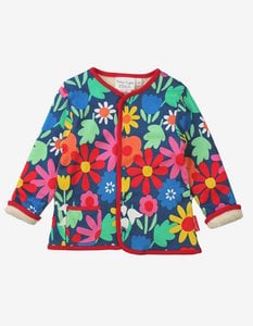 Bio-Baumwoll Kinder Fleece Sweatjacke zum Wenden mit Blumen-Druck