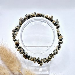 Dalmatian Jasper Gemstone Chips Armbånd - 19 cm