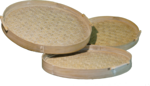 Dienblad bamboe S/3 Wit Bandejas rond