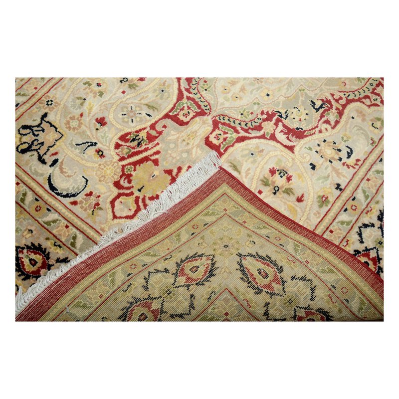 Alfombra suave blanca colonial doble anudada a mano de Kashan