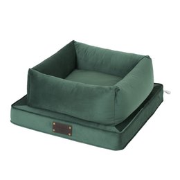  Saturated green velour pet bed from the Fluffy Puppy brand, available in sizes S, M, L, and XL, handmade.