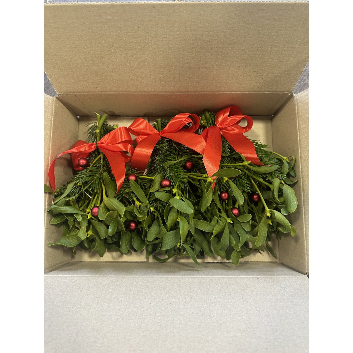 Christmas Box Mistletoe – Red (8 packs (35x25x8cm) of 3 bundles)