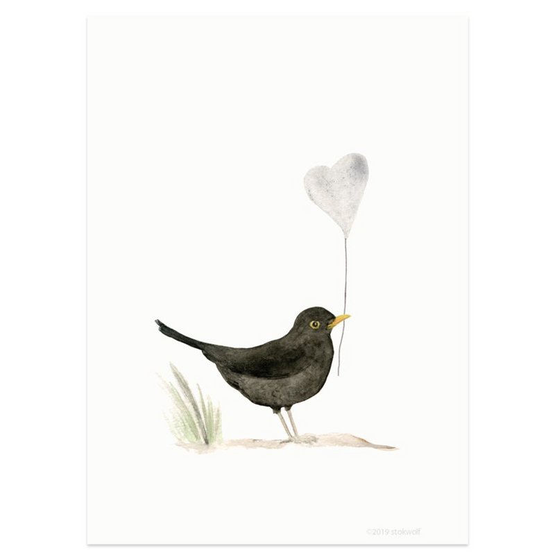 postcard | Blackbird & heart