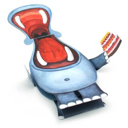Ippopotamo di carta animale 3D con torta