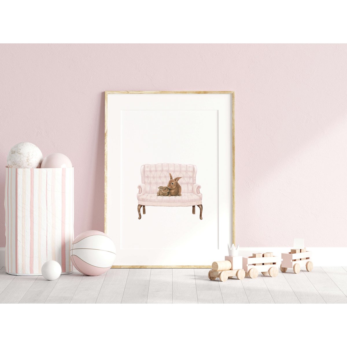Bunny nursery art print, mother and baby, bunny poster, cute bunny poster, pink girls room poster, easter poster, cute bunny print, girls nursery art print, girls room