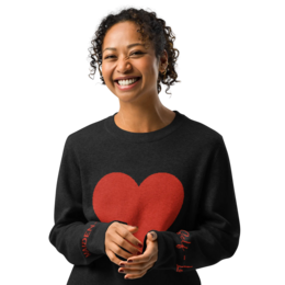 Herz – Gestrickter Rundhalspullover SCHWARZ