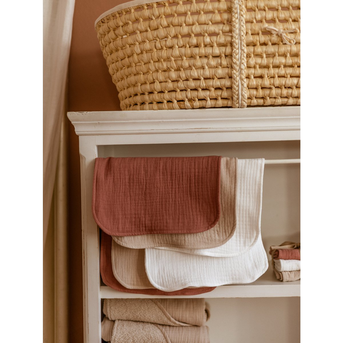 Ensemble de mousseline 6 couches Burp Cloth / Ivoire, Argile et Beige