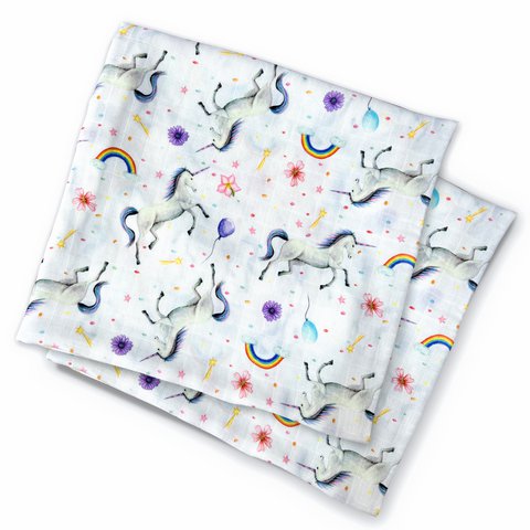 2 Mulltücher Einhorn - 60cm