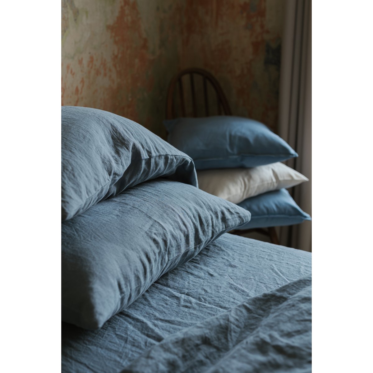 Ensemble de housse de couette en lin gris foncé