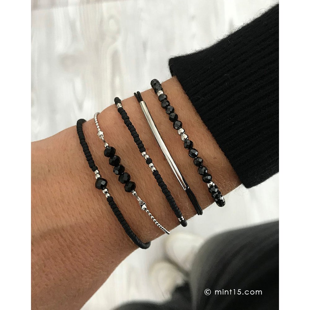 Perlenarmband 'Crystal Sparkle' - Schwarz
