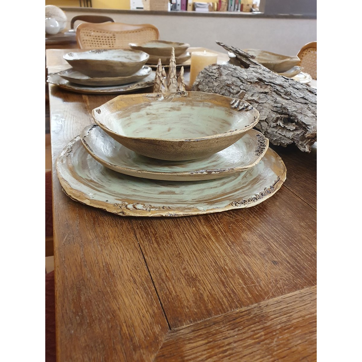 Tall small serving bowl approx. 20 cm x 9 cm (H) crockery, handmade, stoneware, unique, plate, creamy white, matt