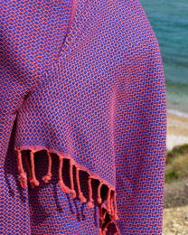 SAMOS Cotton Hammam Beach & Sauna Towel – Compact – Fuchsia / Blue - 180x100 cm
