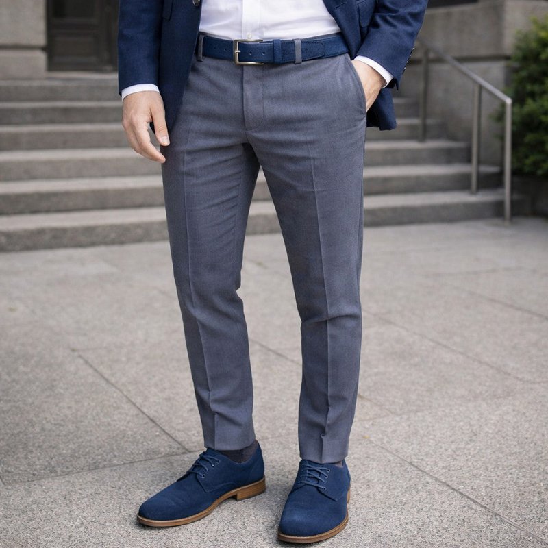 RB4029D | Men's Belt Made in Italy in Genuine Suede Leather. Buckle in satin silver finish. Color: Blue. Dimensions: 125 x 3.5 x 0.5 cm (waistline 110 cm)