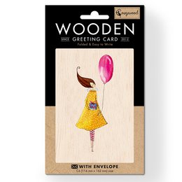 Balloon Birthday Wooden folded greeting card