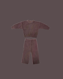 Mocha brown knit set, long sleeves, two-piece baby outfit, cozy knitted fabric, neutral color