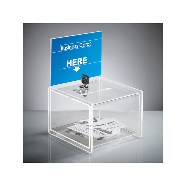 Boîte promotionnelle Sigel transparente A6 15x22x15 cm, verrouillable incl. serrure et 2 clés