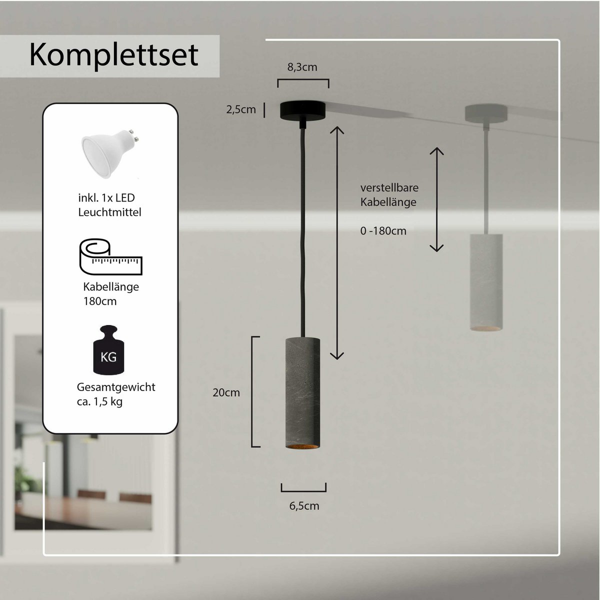 Pendant lamp "Nara20" concrete lamp GU10 Gold Black