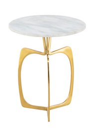 Tavolino in metallo rotondo ø 45 x 56 cm tavolo decorativo in marmo Sohoo con cornice argento o oro