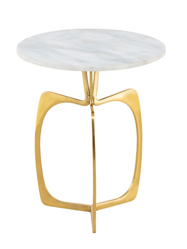 Tavolino in metallo rotondo ø 45 x 56 cm tavolo decorativo in marmo Sohoo con cornice argento o oro