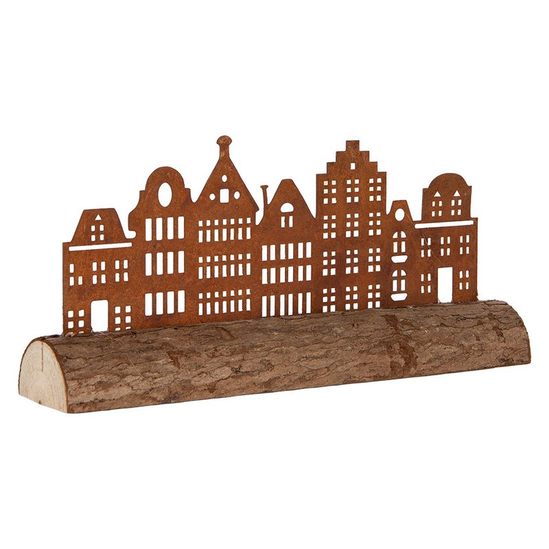 Dekoration Statue Haus 25x5x8 cm Braunes Metall