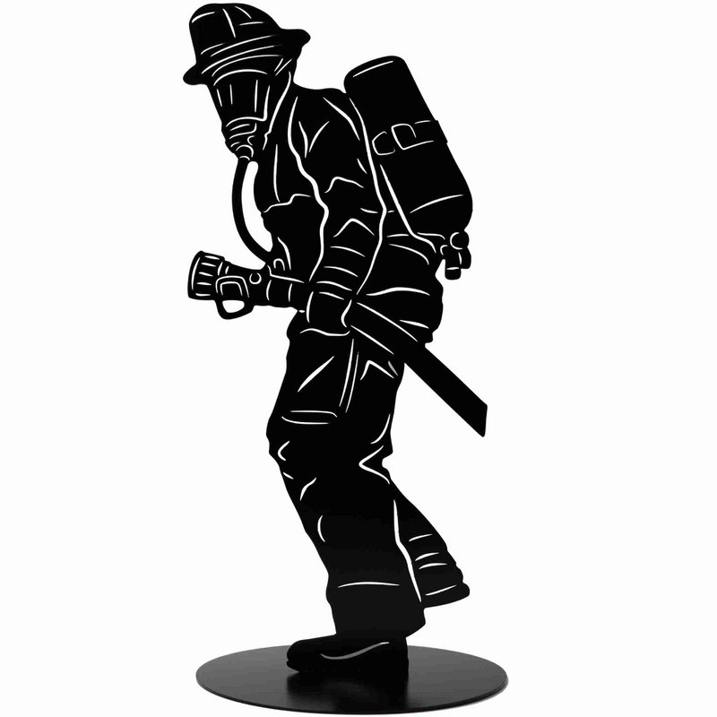 Metalldeko Feuerwehrmann Figur schwarz matt pulverbeschichtet