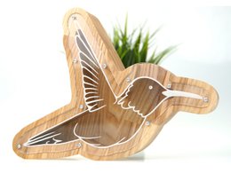 Wooden Piggy Bank Hummingbird