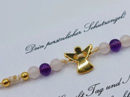 Schutzengel Edelstein Armband mit Makramee