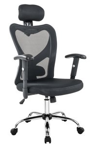 Black office chair with mesh headrests