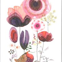 Double card with env. Robin's garden