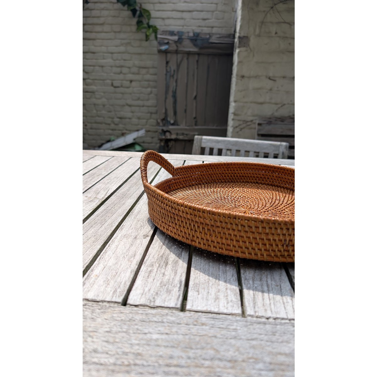 Pulau Rond Rotan Dienblad Lichtgewicht met handvat