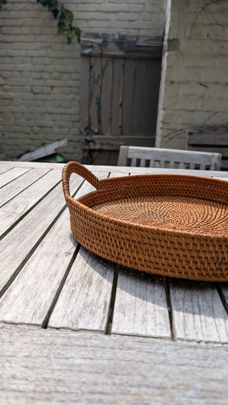 Pulau Rond Rotan Dienblad Lichtgewicht met handvat