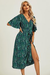 Vestido midi superior de la manga del ángel en verde