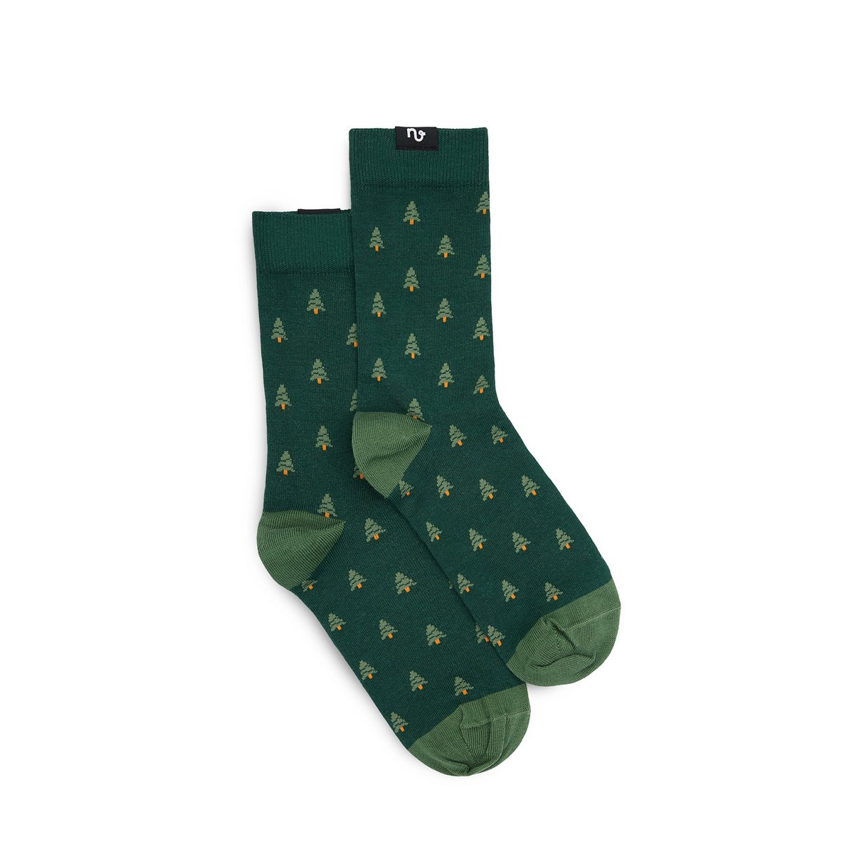 Organic Socks Trees - Green socks with a Christmas tree pattern