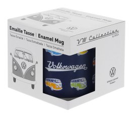 Volkswagen VW T1 Bus Enamel Mug 500ml in Gift Box - Bus Parade/Blue