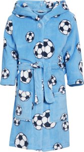 Fleece Bademantel Fußball - blau