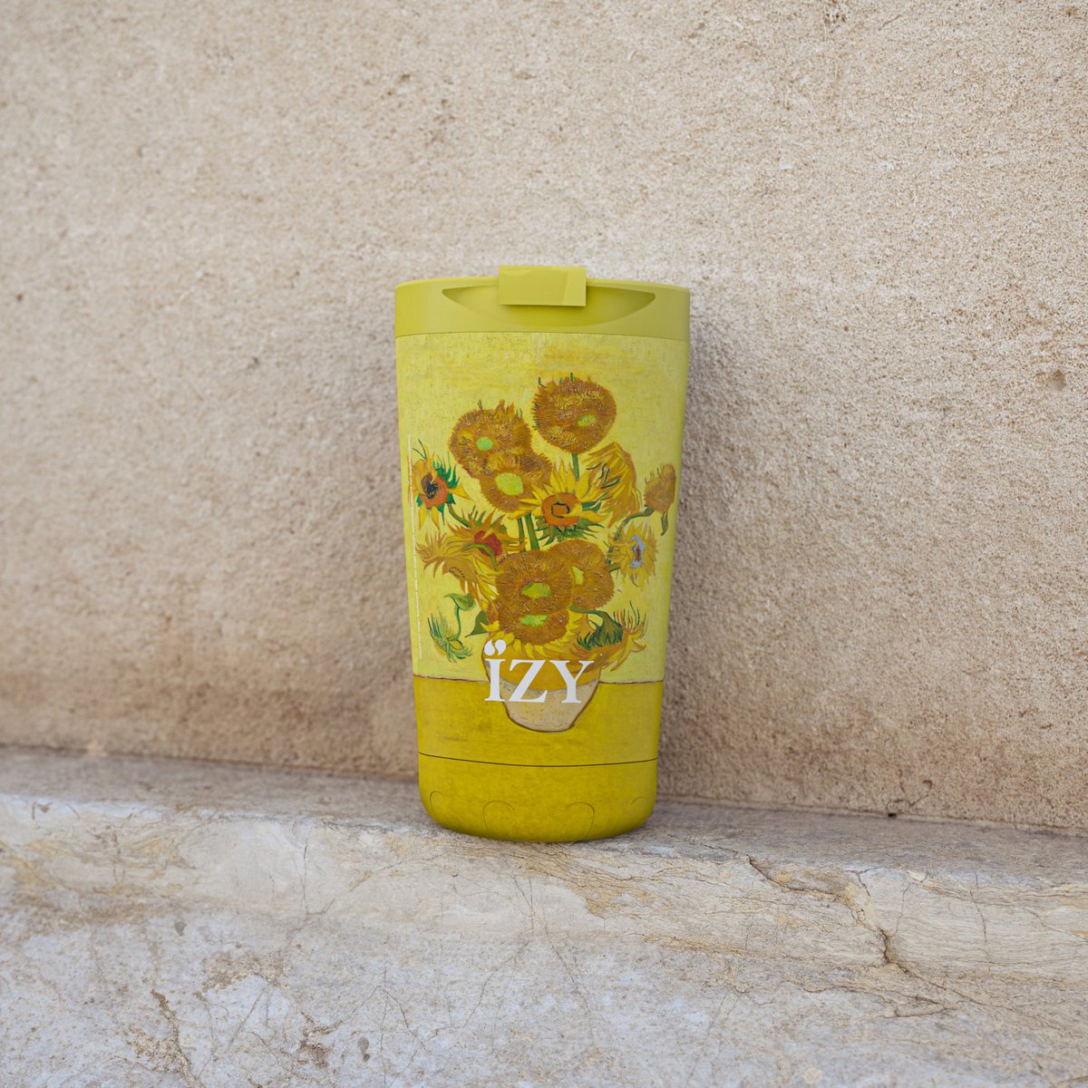 IZY Mug, Sunflowers, 350ml, giftbox - Thermische beker | reisbeker | Afsluitbare mug voor hete of koude dranken | isoleerbeker | Thermos | Mug
